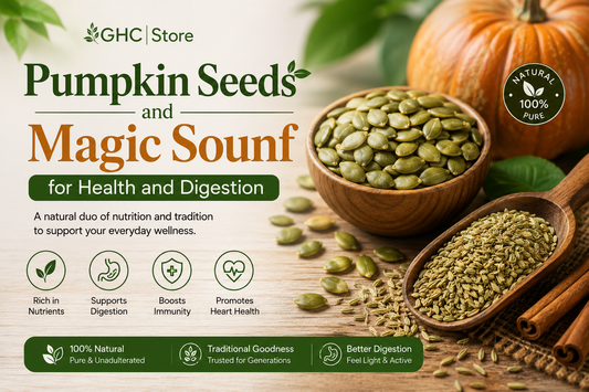Pumpkin seeds and magic sounf natural seeds for digestion and daily wellness at GH|Store